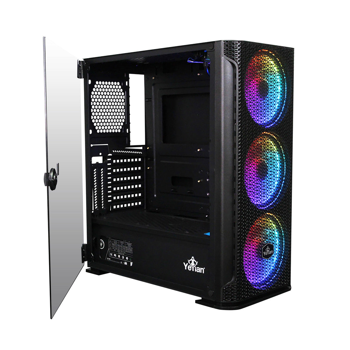 Gabinete Yeyian YGH-49703 Hollow 2500 ATX, 3 Ventiladores ARGB, Mesh, USB, Negro