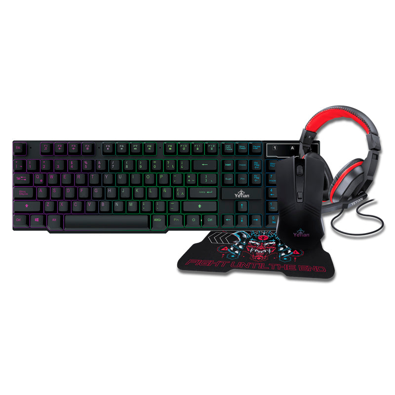 KIT YEYIAN LED YKH-20707 HYDRA S2000 TECLADO, MOUSE, HEADSET, MOUSEPAD RGB, USB 2.0, 7 colores, 320x240mm