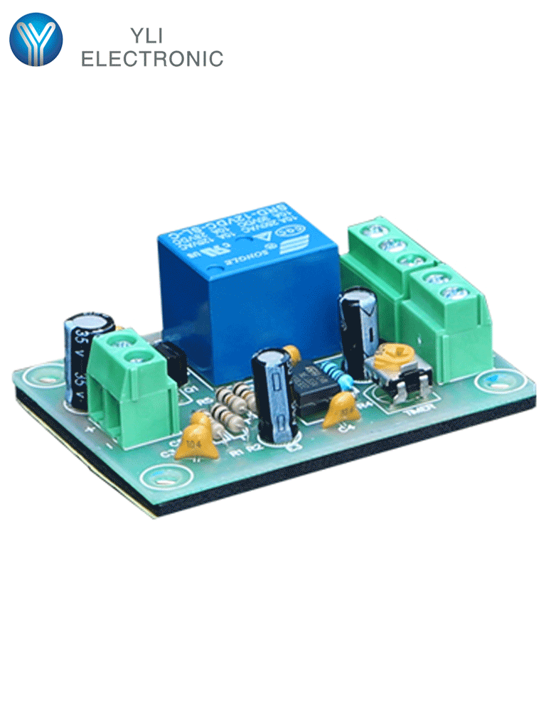 Módulo de Relevador YLI PCB505, Retardo Ajustable 1-30s, Salidas NC y NO, Voltaje 12VDC