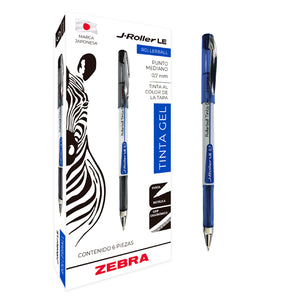 Bolígrafo Zebra J-Roller LE Punto Mediano 0.7mm Tinta Gel Color Azul C/6 Pzas