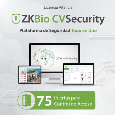 ZKCVACP75 - Licencia de Software / Control de Acceso / 75 Puertas / Vitalicia / Green Label / Paneles InBio