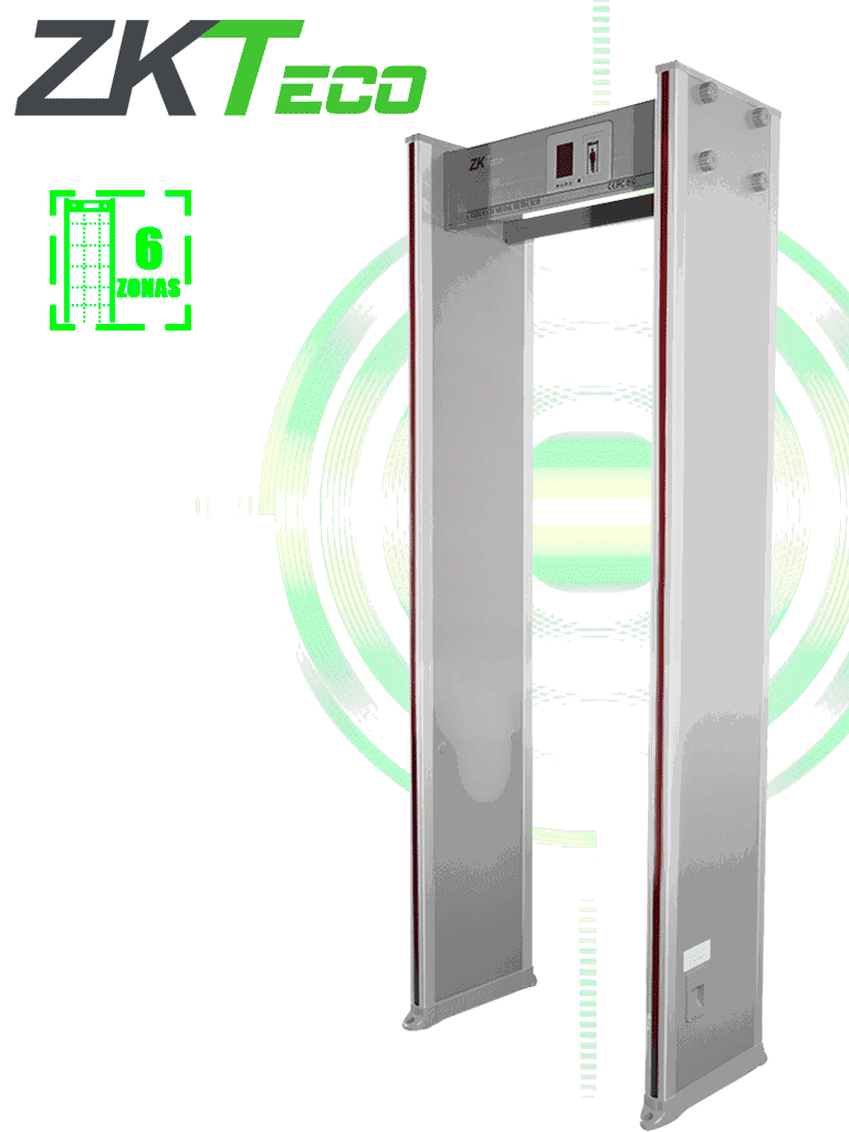 6 zonas, 100 niveles sensibilidad, lcd 3.5", contadores, alarmas, led Arco ZK-D1065
