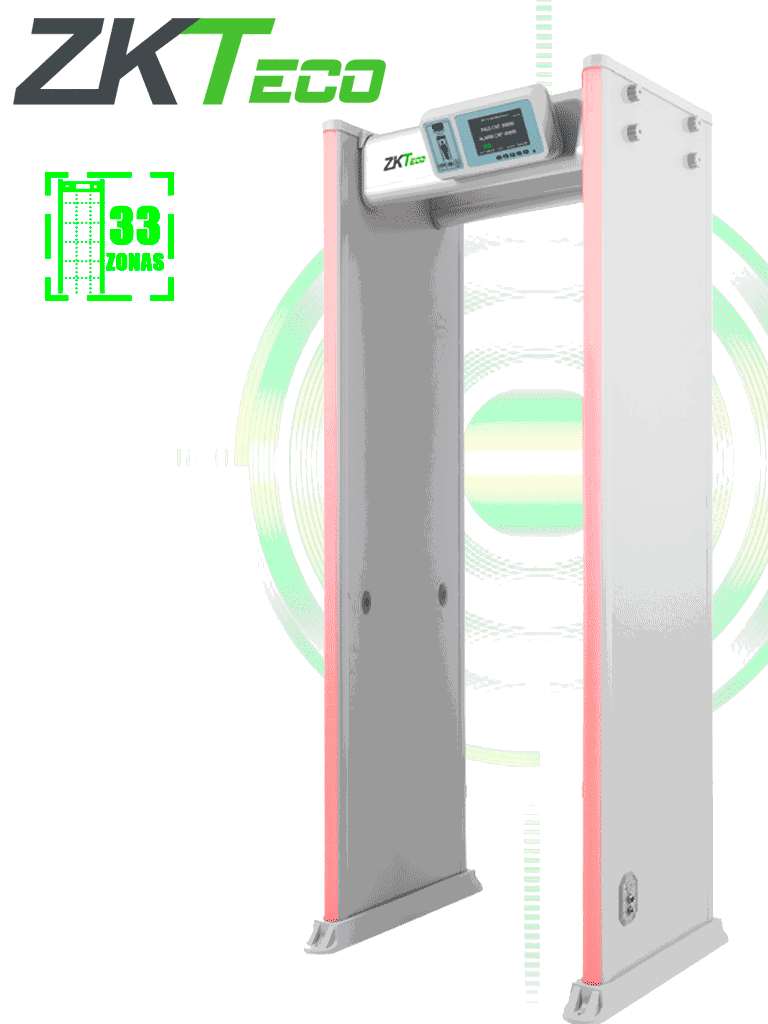 ZK-D4330  Arco detector de metales zkteco d4330 con 33 zonas, 300 niveles de sensibilidad, pantalla hd 7"