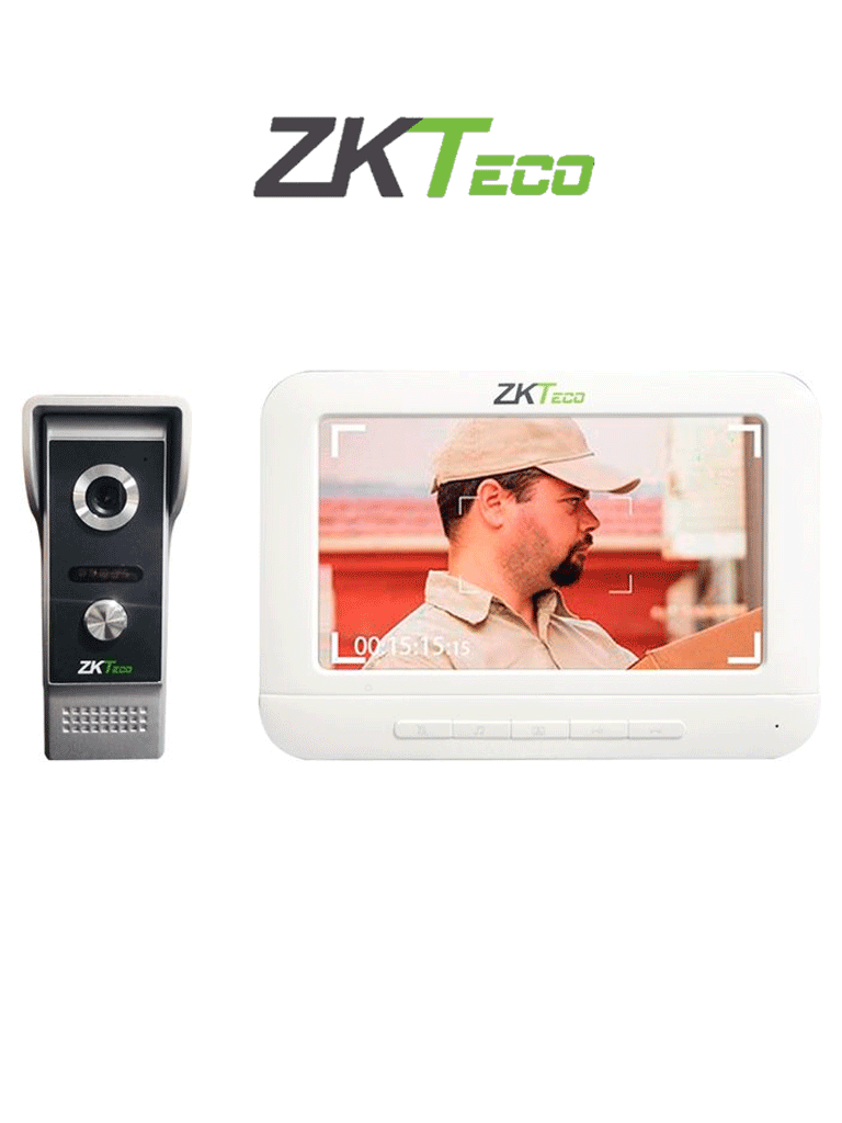 VDPO3-B3 Kit ZKTECO Kit de videoportero analógico / monitor de 7 pulgadas / frente de calle con cámara de 1 mp / angulo de visión 87¬∞ /  conexión hasta 4 monitores  #viva  #sepmai