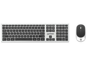 Teclado y Mouse Inalámbrico 2.4G Manhattan 180788, Combo. Color Negro, 10m Alcance, 1600 DPI