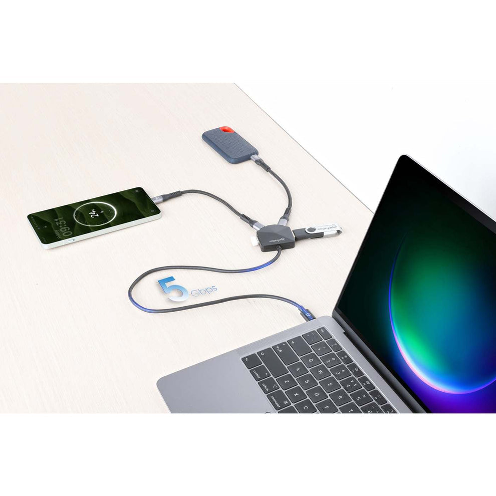 Manhattan Hub/dock combinado USB-C y USB-A, puertos (4): 2x USB-A + 2x USB-C, 5 Gbps (USB 3.0), dise