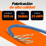 BOBINA INT CAT 6A UTP 305M SOLIDA AZUL