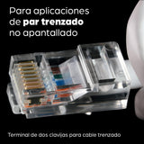 Intellinet PLUG RJ45 CAT5E MULTIFILAR UTP BOTE 100 PZAS ORO 15-MICRAS conectores RJ-45 Transparente Policarbonato Cat5e