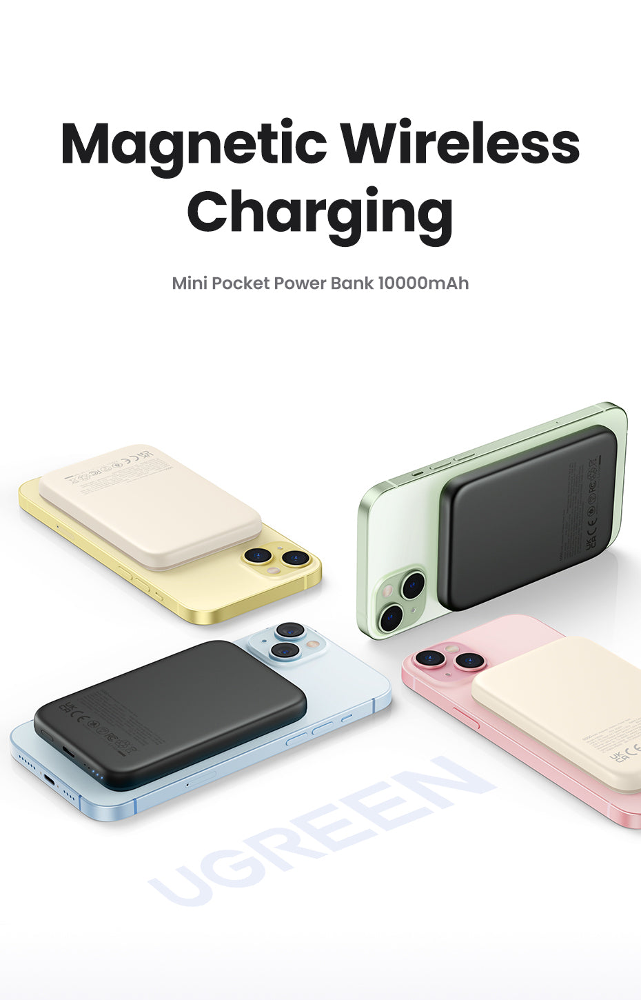 Ugreen 25208 batería externa 10000 mAh Cargador inalámbrico Beige