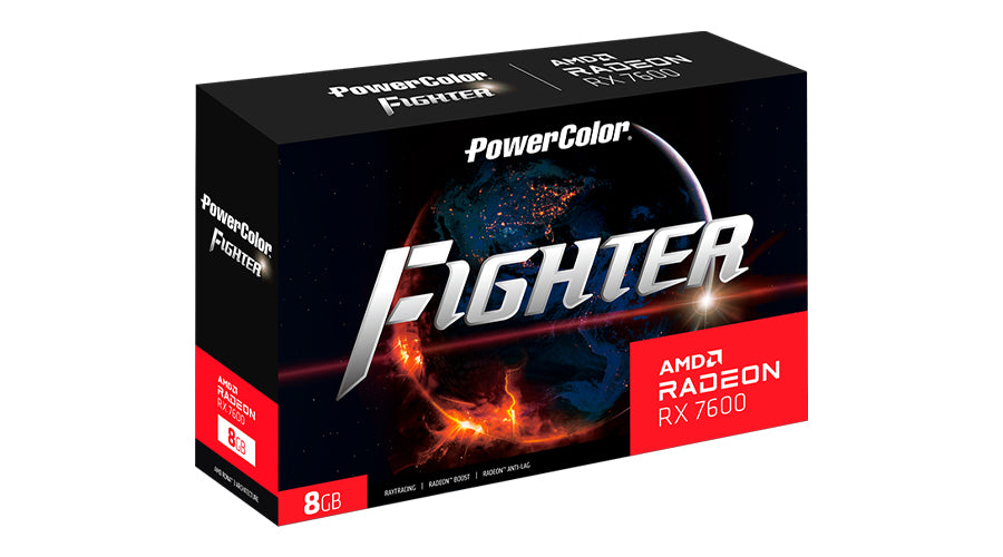 PowerColor RX 7600 8G-F AMD Radeon RX 7600 8 GB GDDR6, 128 Bit, 4096 x 2160 Pixeles, PCI Express 4.0