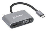 Manhattan Hub/dock USB-C, puertos (4): HDMI, USB-A, USB-C y VGA, con Power Delivery (PD) 87 W- requi