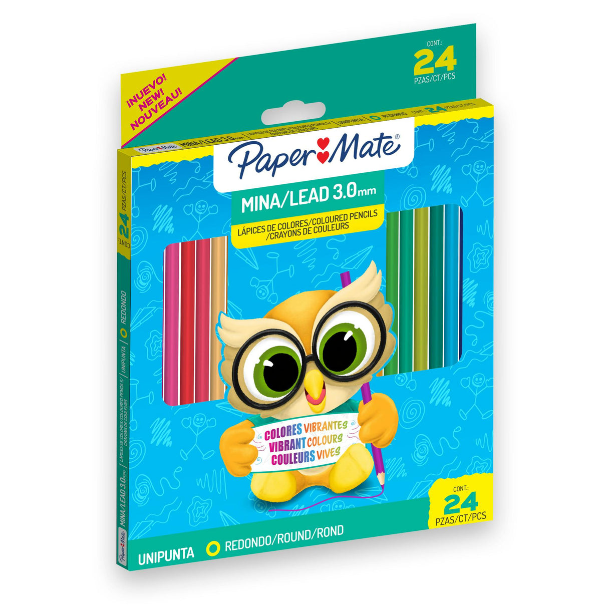 Colores largos Paper Mate caja con 24 co