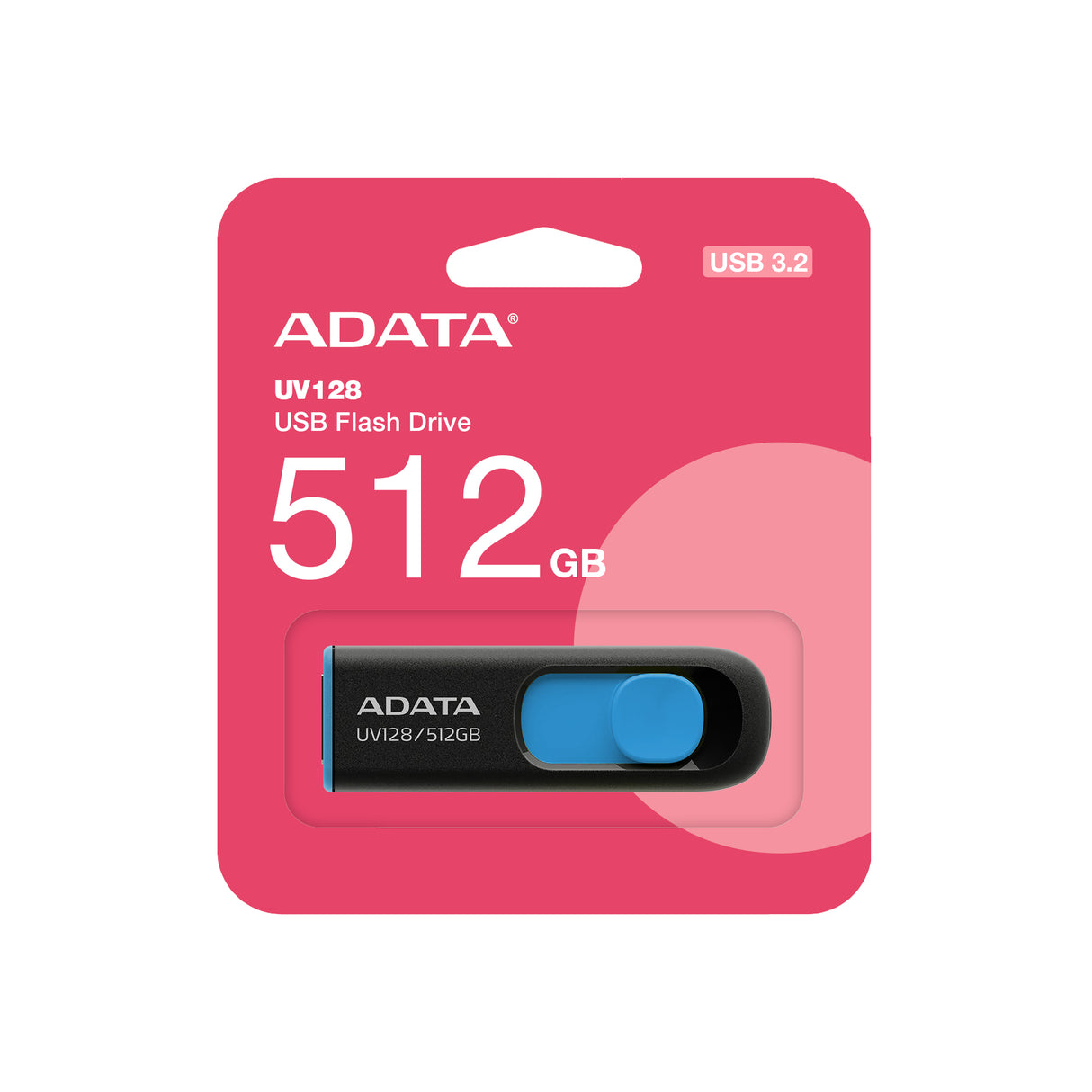 MEMORIA USB ADATA AUV128-512G-RBE 512GB USB 3.2 COLOR NEGRA CON AZUL