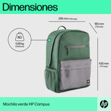 HP Mochila HP Campus verde Laptop Gray; Green 39,6 cm (15.6") Mochila Poliéster, Poliespuma