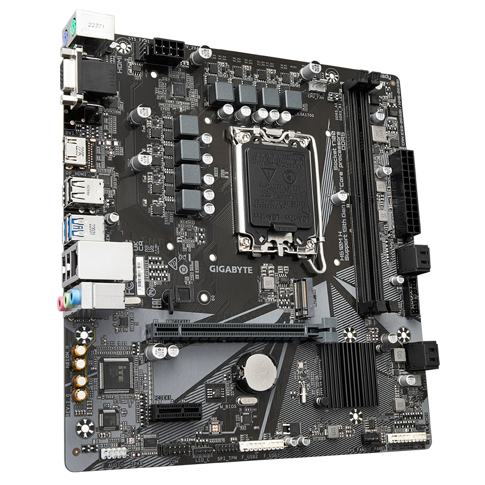 GIGABYTE H610M H Placa base - Soporta CPUs Intel Core de 14ª generación, VRM digital híbrido 6+1+1, hasta 5600MHz DDR4 (OC), 1xPCIe 3.0 M.2, LAN GbE, USB 3.2 Gen 1 placas base Intel LGA 1700 LGA 1700 64 GB