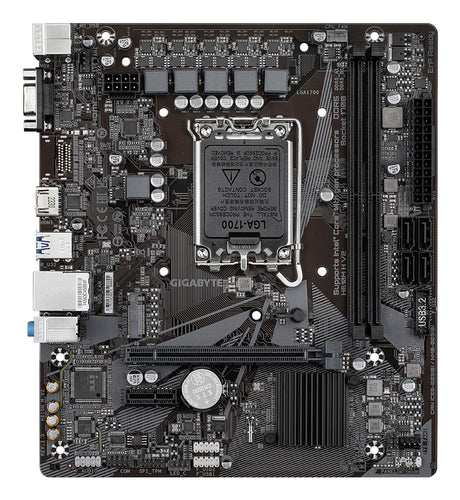 GIGABYTE H610M H V2 Placa base - Compatible con procesadores Intel Core 14th CPUs, 4+1+1 Hybrid Digital VRM, up to 5600MHz DDR5, 1xPCIe 3.0 M.2, GbE LAN, USB 3.2 Gen 1 placas base Intel LGA 1700 LGA 1700 96 GB