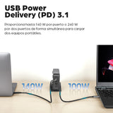 Manhattan Estación de carga GaN USB Power Delivery de 4 puertos, 240 W / PD 3.1, 4 puertos USB-C PD hasta 140 W por puer