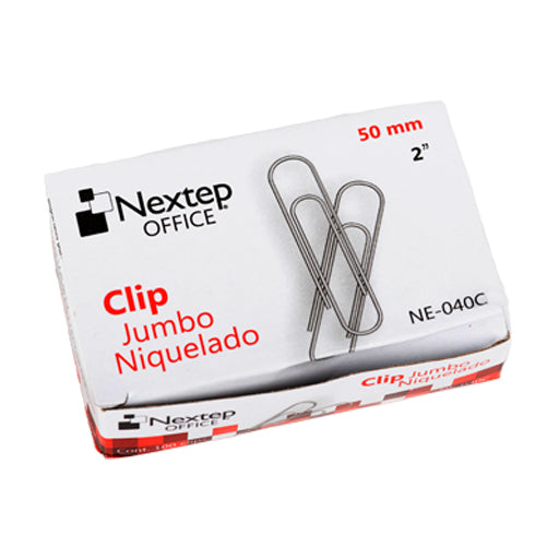 Clip Jumbo Nextep Niquelado 50Mm 100 Clips - Ne-040C