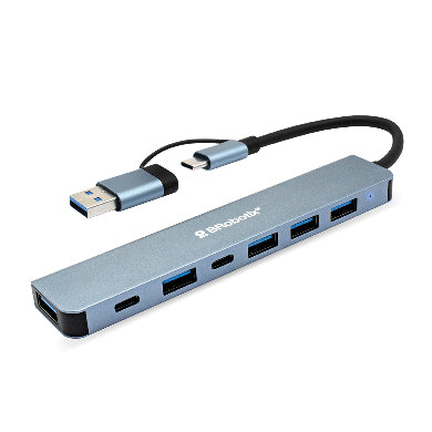 Docking Station BROBOTIX 6005446, USB A&C V 3.0, Multiplataforma, Plata/Negro