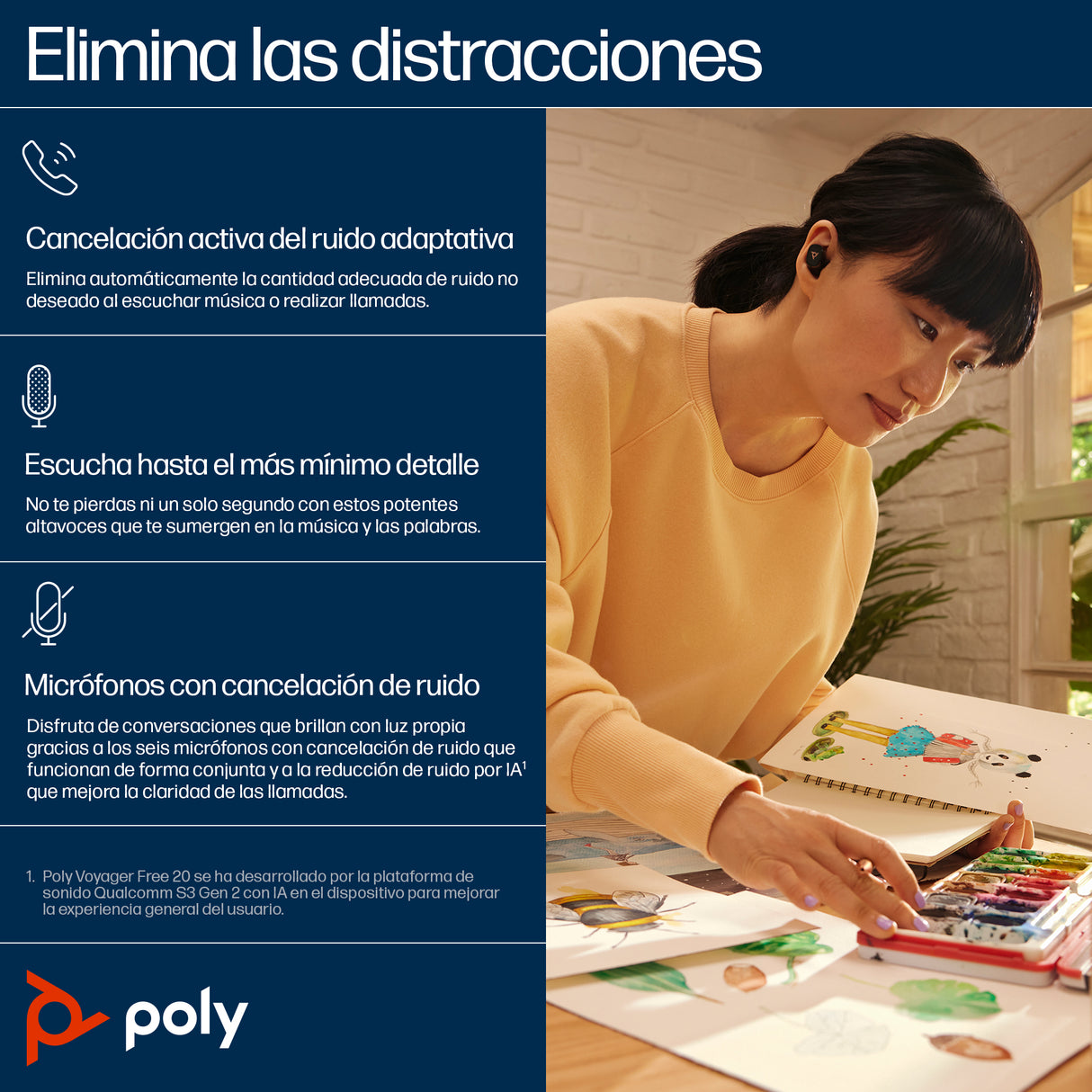 HP Poly Voyager Free 20 Black Earbuds +Basic Charge Case Auriculares y Cascos Auriculares Dentro de oído Inalámbrico