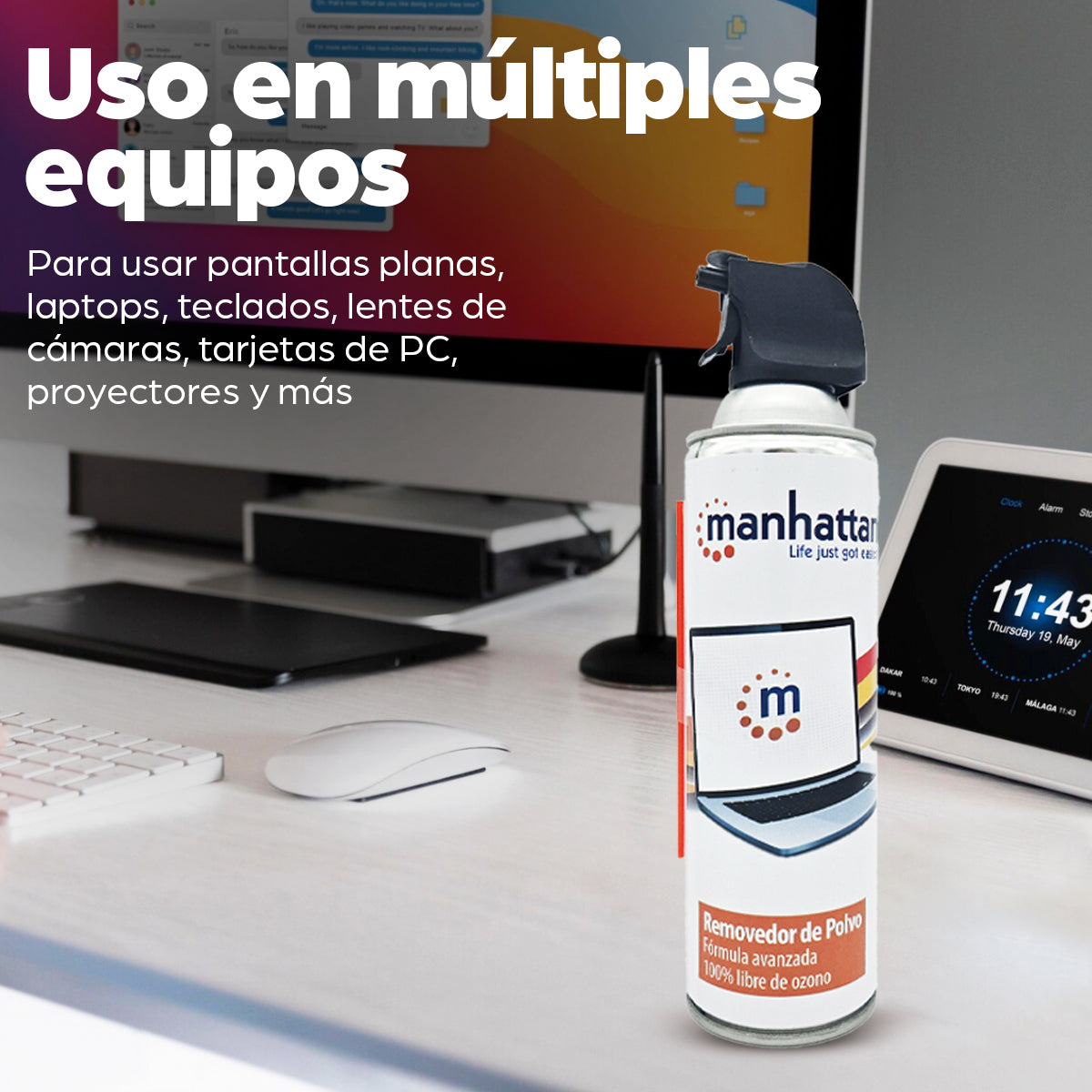 Manhattan 425568 limpiadores de aire comprimido 660 ml Multicolor Si Clorofluorocarbono (CFC)