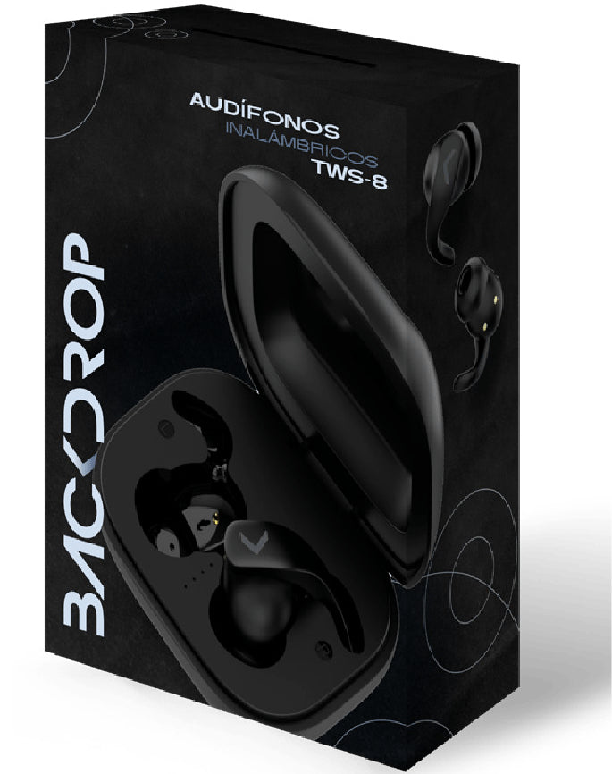 BACKDROP TWS-8 audífono y auriculare Auriculares True Wireless Stereo (TWS) Intra auditivo Llamadas/Música Bluetooth Neg
