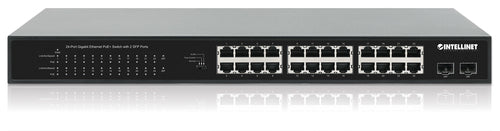 Intellinet Commutateur réseau (switch) Gigabit Ethernet PoE+ 24 ports avec 2 ports SFP, compatible IEEE 802.3at/af (PoE+