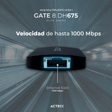Acteck Gate 8 DH675 Alámbrico USB 3.2 Gen 1 (3.1 Gen 1) Type-C Negro, 100 W, 1000 Mbit/s, MicroSD (TransFlash)