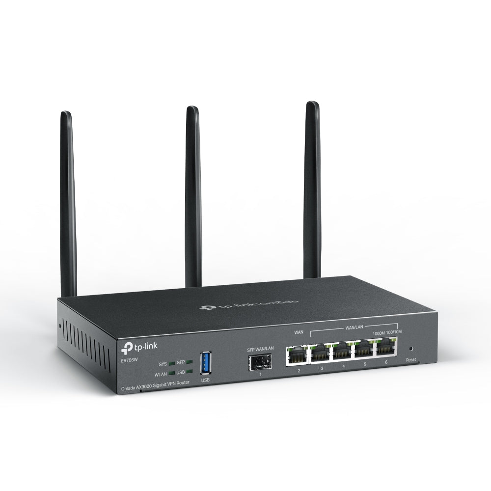 TP-Link Omada ER706W router inalámbrico Gigabit Ethernet Doble banda (2,4 GHz / 5 GHz) Negro, Enrutador de escritorio / poste