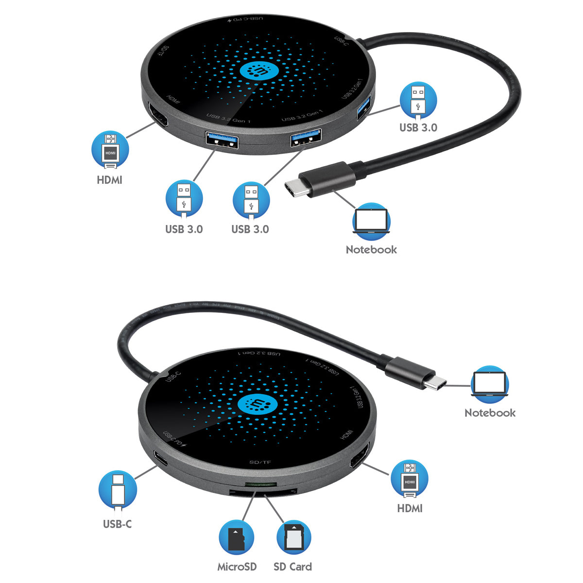 Manhattan Docking USB-C con base de carga inalámbrica hubs de interfaz USB 3.2 Gen 1 (3.1 Gen 1) Type-C 3 1 1