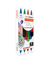 Zebra 409STOMXE004 marcadores 4 pieza(s) Punta fina Colores surtidos Alrededor