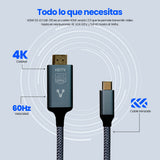 CABLE CONVERTIDOR VORAGO CAB-310 Tipo C A HDMI 4k 1.8 MT