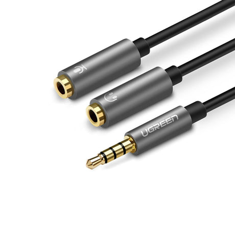 Ugreen 30619 cable de audio 0,2 m 3,5mm 2 x 3.5mm Negro, Gris
