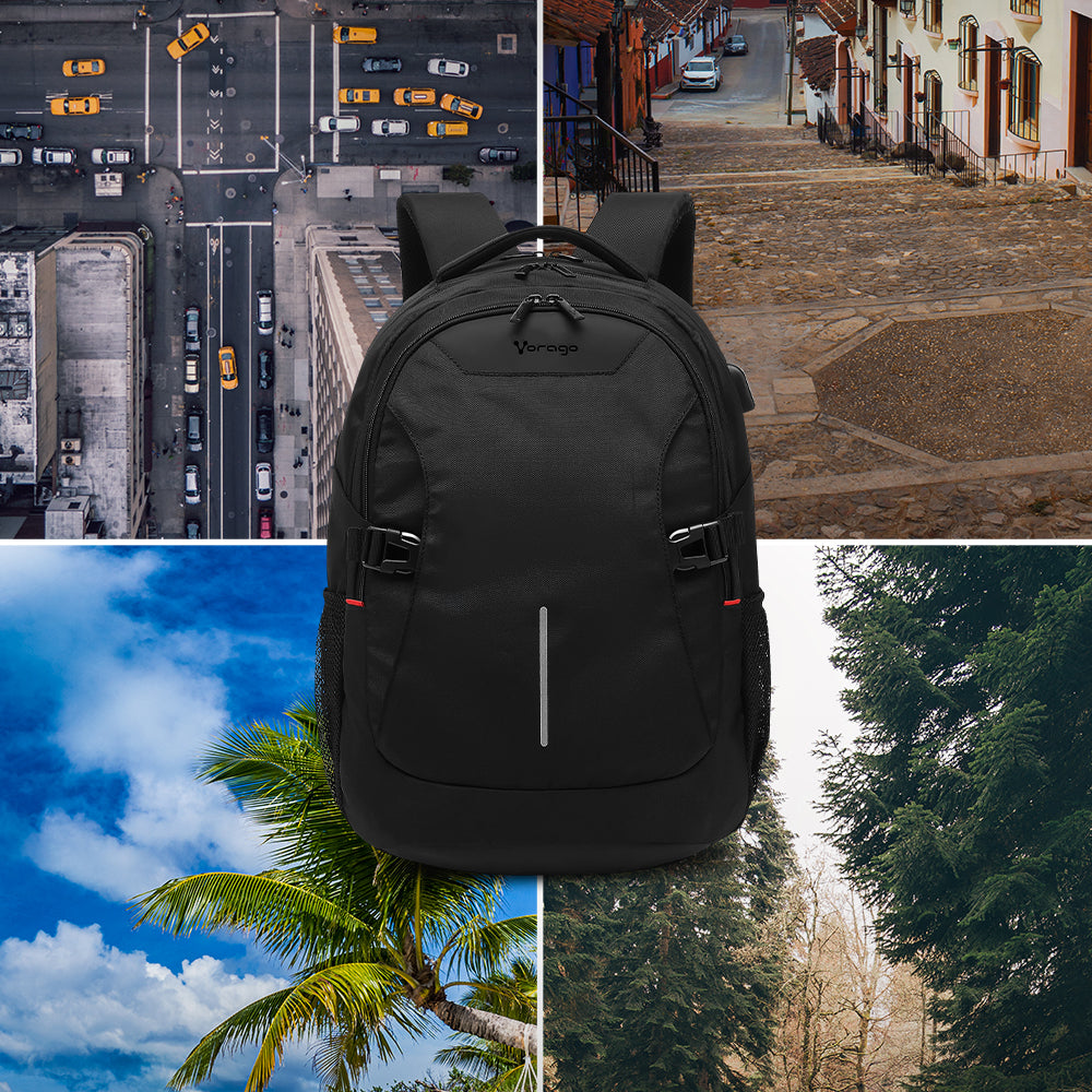 MOCHILA VORAGO BP-402 EXPANDIBLE PARA LAPTOP 15.6" NEGRA USB