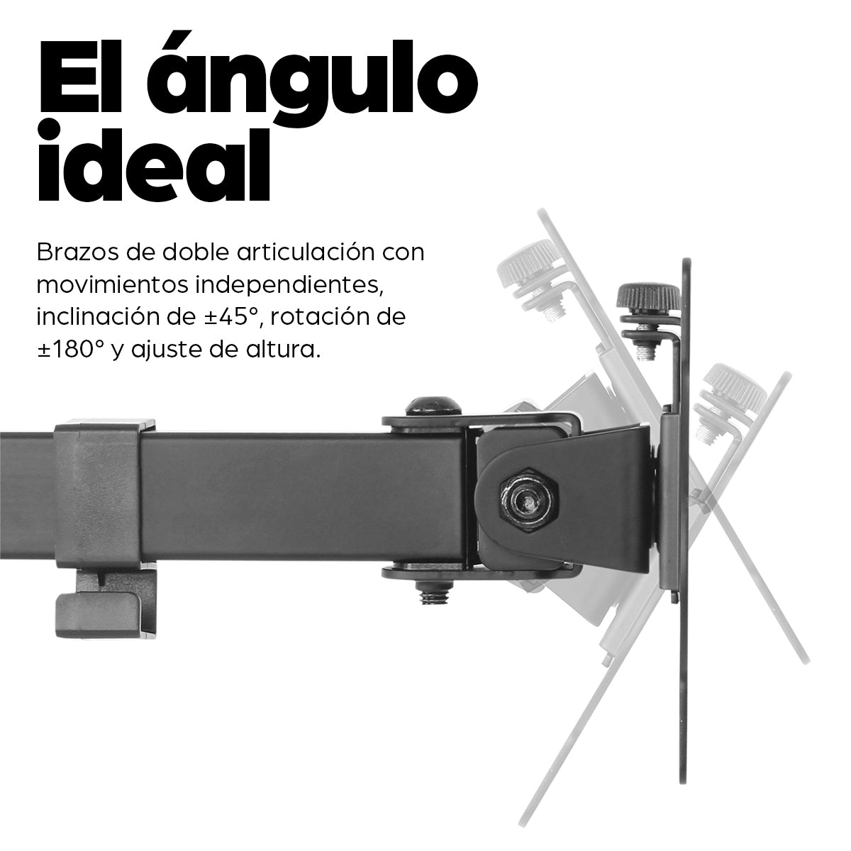 Manhattan Soporte doble de sobremesa para TV/monitores (Articulado), para pantallas de 10" a 27", fijación con abrazader