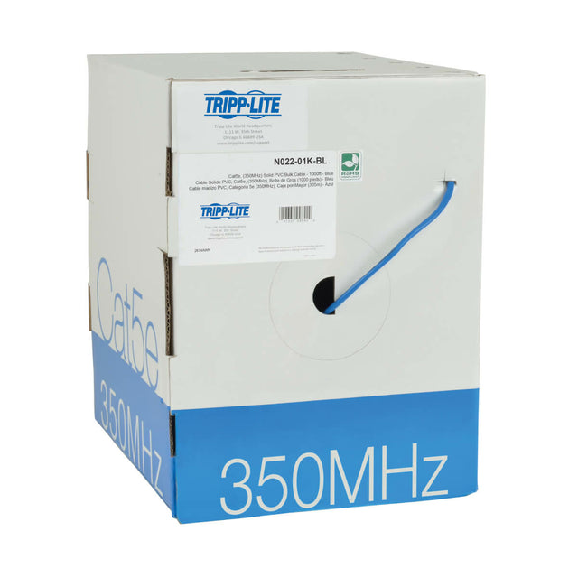 Tripp Lite N022-01K-BL Cable Ethernet a Granel de PVC (UTP) con Núcleo Sólido Cat5e 350 MHz - Azul, 304.8 m [1000 pies],