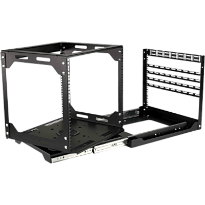 RC2201 - Rack Abierto Deslizante y Giratorio / 12U / Rotación 360° / Carga 68 kg (150 lbs) / Norma EIA/ECA-310-E / Gestión de Cables