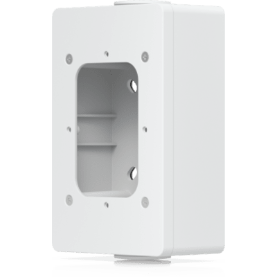 UACC-READER-JB-W - Caja de conexiones para lectores de acceso UniFi y visores de intercomunicación que admite montaje en superficie plana y fijación a conductos de 3/4". Color Blanco