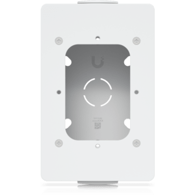 UACC-READER-JB-W - Caja de conexiones para lectores de acceso UniFi y visores de intercomunicación que admite montaje en superficie plana y fijación a conductos de 3/4". Color Blanco