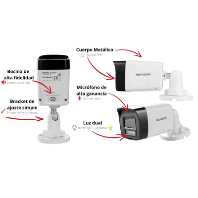 DS-2CE16K0T-LTS - Hikvision Cámara Bala TURBOHD / 3K 5 Megapixel / Lente 2.8 mm DS-2CE16K0T-LTS
