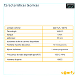 LSN40/50EM - Somfy Motor Tubular Mecánico / 4 Hilos / 120 VCA LSN40/50EM