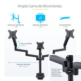 StarTech.com Soporte de Escritorio para 3 Monitores VESA 75x75/100x100 de 27 Pulgadas - Grommet o Abrazadera en C - Ajus