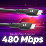 Manhattan Cable USB-C a USB-C, 1 m, macho a macho, 480 Mbps (USB 2.0), 3 A (carga rápida), negro, garantía de por vida, equivalente a USB2CC1M Cable USB 2.0 USB C USB C Macho