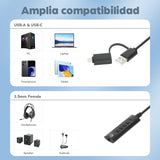 Manhattan 153560 divisores de audio USB-C & USB-A USB-A & 3.5 mm Macho Hembra