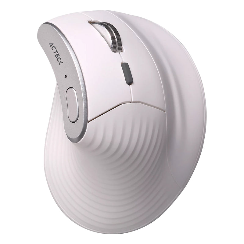 Acteck Virtuos Fitt Pro MI770 ratón Oficina Diestro RF inalámbrico + bluetooth Óptico 2400 DPI, Diseño vertical, Blanco