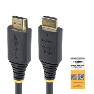 StarTech.com Cable HDMI Premium Certificado de Alta Velocidad de 50cm - 4K 60Hz - 144Hz - UHD - HDR10/HDCP 2.2/ARC - 18G