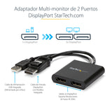 StarTech.com Hub MST de 2 Puertos DisplayPort 1.2 - Divisor Splitter DP de 2 Monitores - Adaptador DP a 2x DisplayPort 4K 30Hz - Alimentado por USB - Windows Solamente divisores de vídeo DisplayPort 2x DisplayPort 2 Negro