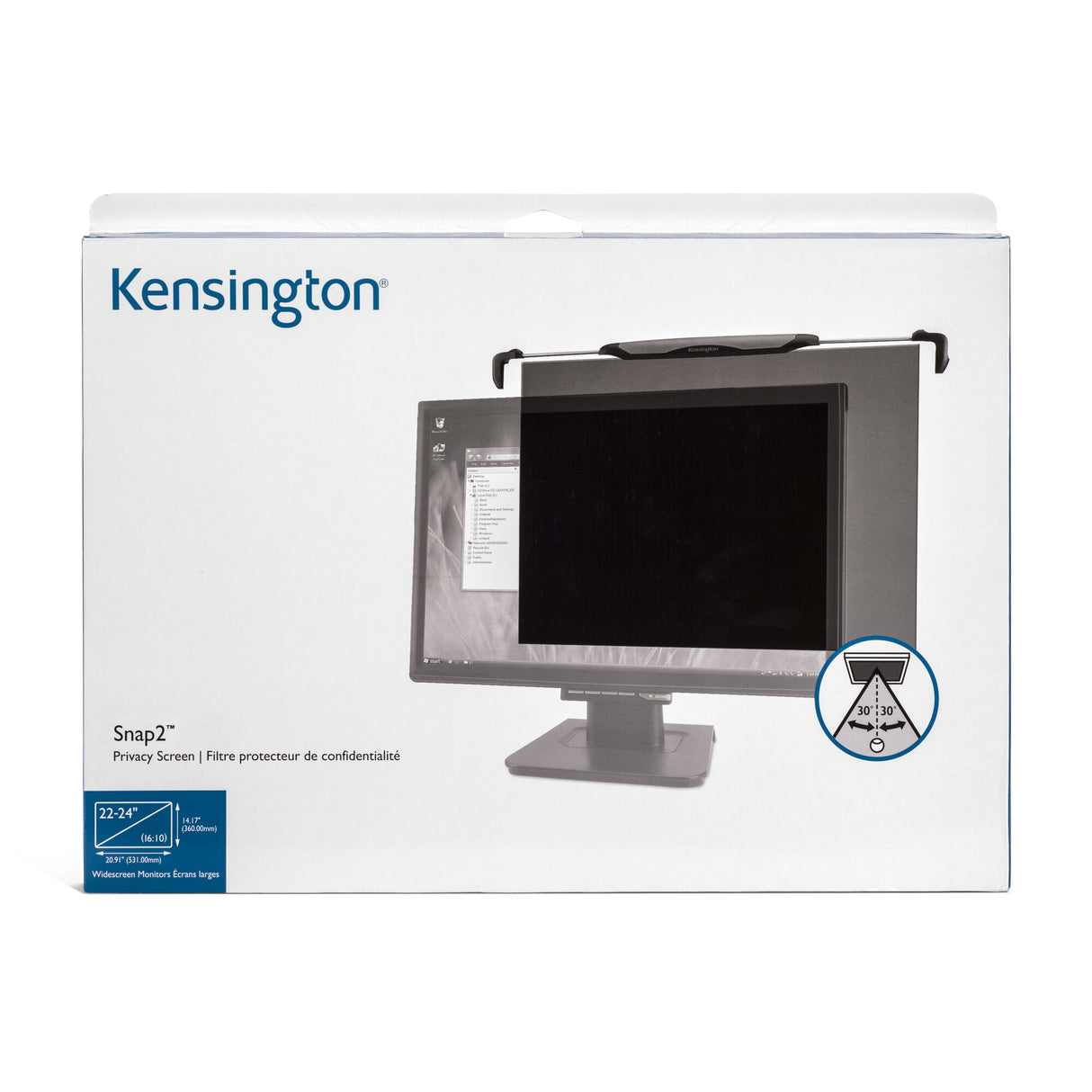 Kensington Filtro de privacidad FS240 Snap2 para monitores panorámicos de 22”-24” (16:9 / 16:10) Monitor
