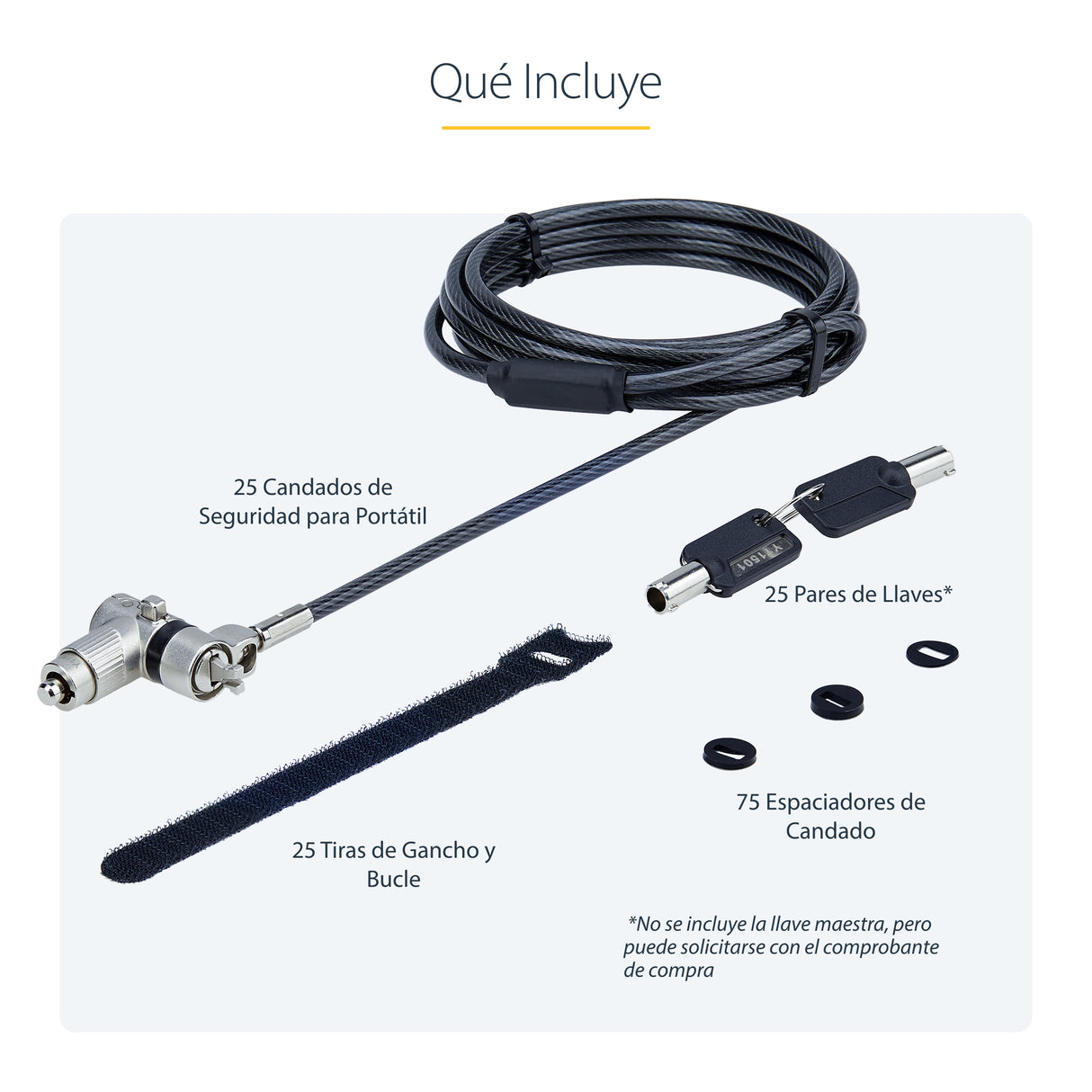 StarTech.com Paquete de 25 Candados Universales Noble/Noble Wedge&amp;reg;/K-Slot con Llave para Portátil - Cables de Se