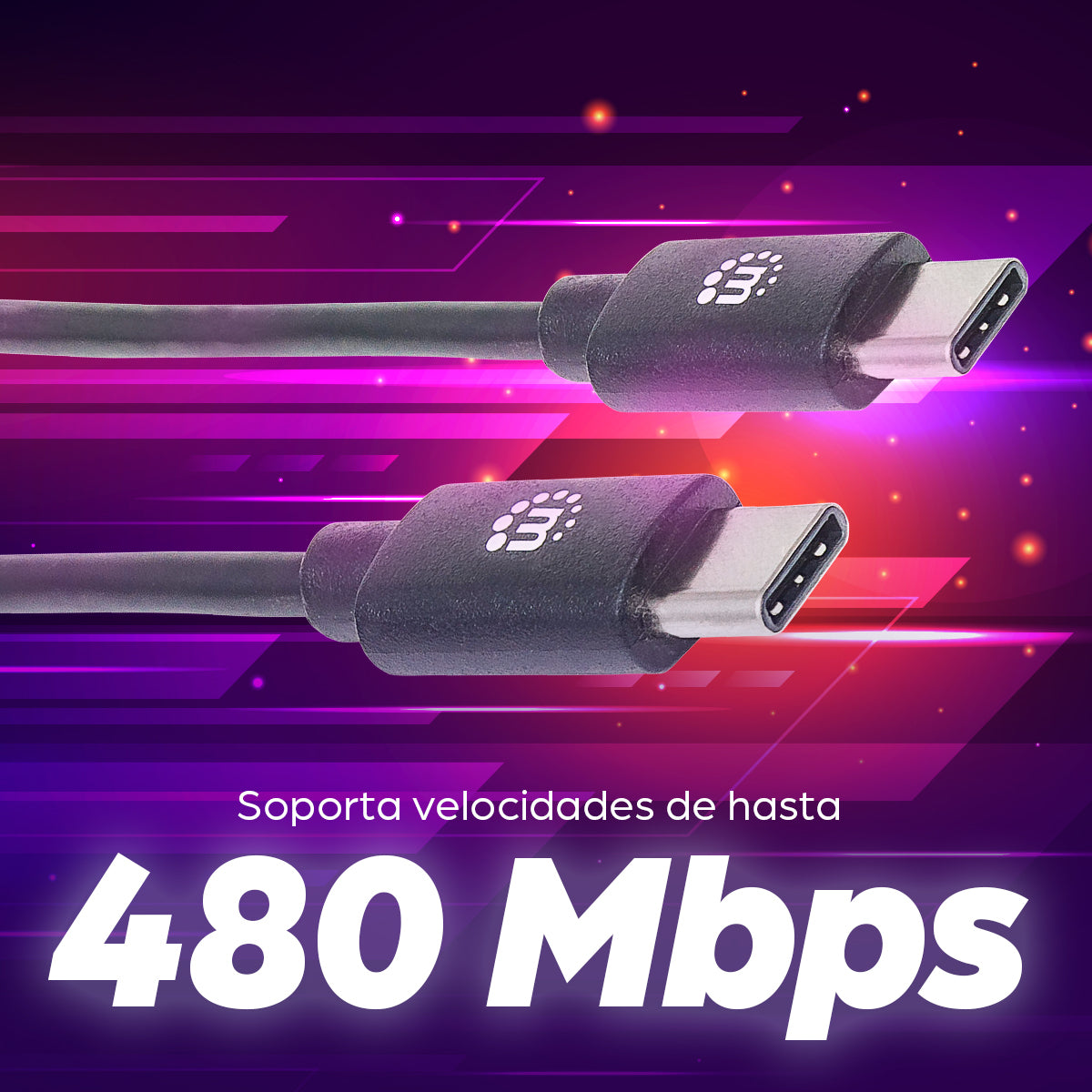 Manhattan Cable USB-C a USB-C, 3 m, macho a macho, 480 Mbps (USB 2.0), negro, garantía de por vida, equivalente a USB2CC3M Cable USB 2.0 USB C USB C Macho
